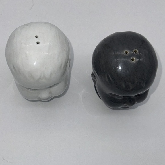 Baby Doll Head Salt & Pepper Shakers Gray White Accoutrements creepy goth decor - Picture 2 of 8